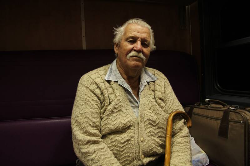 Monsieur Kroese, conducteur de locomotive à vapeur à la retraire, embarqué à Belleville et à destination de De Aar, dans le train Shosholoza Meyl Cape Town-Durban, 2010, Ph. Moctar KANE.