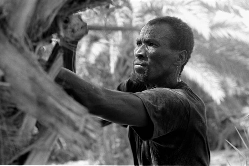 Cultivateur hartani, dans les Jardins du quartier 5ième arrondissement, Nouakchott, 1993, Ph. Moctar KANE.