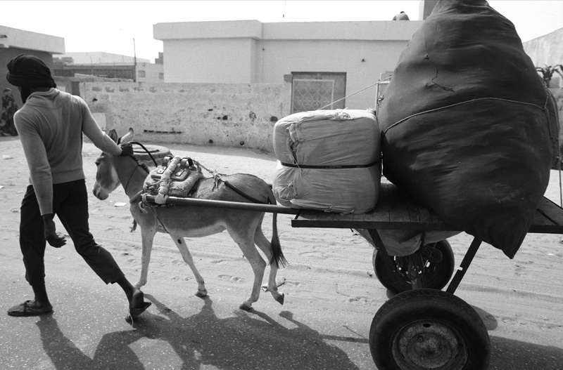 Un « moulèy lakhmar » (propriétaire d’âne), hartani, comme dans la plupart des cas à Nouakchott, 1993, Ph. Moctar KANE.