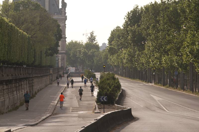 Quai des Tuileries, près de la Place Concorde, lors du premier confinement, Paris, 08 05 2020 Ph. Moctar KANE.