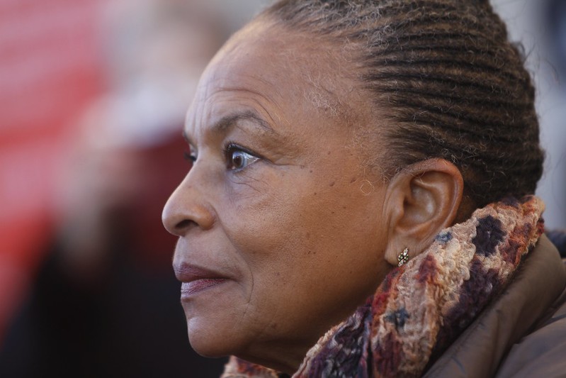 Christiane Taubira, le lendemain de sa déclaration d'intérêt pour une éventuelle candidature à la présidentielle, visite Saint-Denis, 18 12 2021, Ph. Moctar KANE.